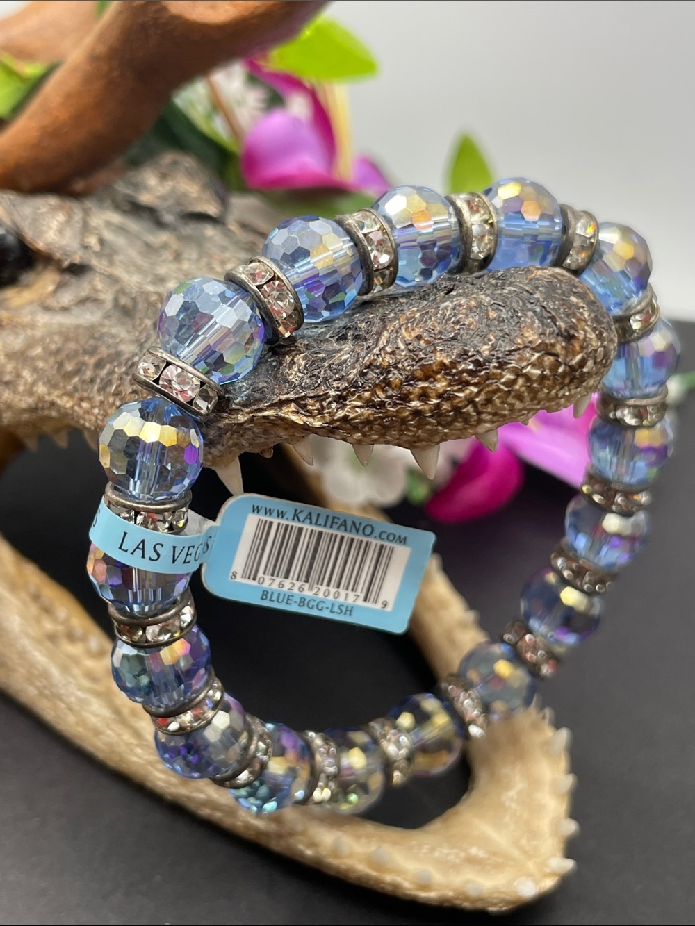 Kalifano faceted glass stretch bracelet